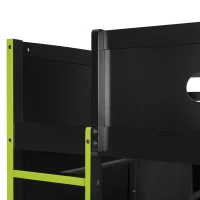 Full Size Wood Loft Bed with Built-In Desk and Gaming Station, Sturdy Bed Frame for Gamers and Multitaskers, 78.5'' L x 56.5'' W x 65'' H, Green(m-6)
