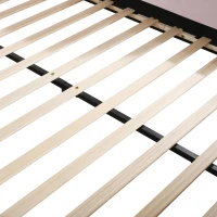 Queen Size Upholstered Platform Bed with Bedside Desk and Round Stool, Low-Profile Bed with Safety Rails, 85'' L x 73'' W x 29'' H, Pink(m-7)