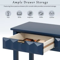 Modern Entryway Table with Bottom Shelf and Iron Handles, Multi-Functional Console with Wide Surface, 60'' L x 15.5'' W x 31'' H, Navy Blue(m-7)