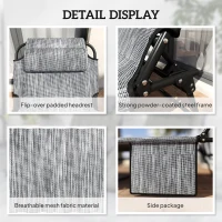 Outsunny 2-Piece Folding Lounge Chairs with Adjustable Backrest, Tanning Chair with Cushion, Side Pocket, Headrest, Grey(m-6)