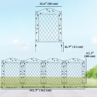 Outsunny Outdoor Metal Garden Fence Panels, Border Edging for Yard, Patio, 4 Pack, Wavey Vines(m-3)