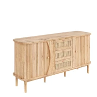 Versatile Sideboard with 3 Drawers, 2 Doors and Adjustable Shelves, Stylish Cabinet for Living or Dining Room,55.5'' L x 16'' W x 30'' H, Wood(m-9)