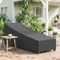Outsunny Waterproof Patio Lounge Chair Cover, 420D Outdoor Chaise Lounger Protective Cover with Sealed Seams, Storage Bag, Black(m-10)