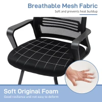 HOMCOM Ergonomic Desk Chair No Wheels, Padded Mesh Office Reception Chair with Sled Base, Black(m-5)