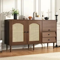 Country-Style Sideboard with Magnetic Soft-Close Doors and Generous Storage, Sturdy Cabinet with Wood Legs 51'' L x 15.5'' W x 30'' H, Wood(m-5)