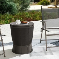 Outsunny 11 Gallon Patio Cooler Side Table, Outdoor Cooler Bar Table with Height Adjustable Top, Drainage Plug, Brown(m-10)