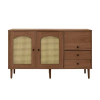 Country-Style Sideboard with Magnetic Soft-Close Doors and Generous Storage, Sturdy Cabinet with Wood Legs 51'' L x 15.5'' W x 30'' H, Wood(m-2)