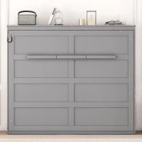 Queen Size Murphy Wall Bed with MDF & Plywood Construction, Fold-Away Cabinet Bed with Flexible Slat Support, 82'' L x 68'' W x 69'' H, Gray(m-4)