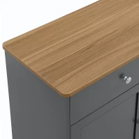 Modern Sideboard Buffet Cabinet with 3 Drawers & 4 Doors, Rustic Storage with Adjustable Shelves, 55'' L x 14.5'' W x 29.5'' H, Gray+Wood(m-8)