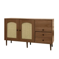 Country-Style Sideboard with Magnetic Soft-Close Doors and Generous Storage, Sturdy Cabinet with Wood Legs 51'' L x 15.5'' W x 30'' H, Wood(m-11)