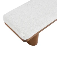 End-of-Bed Bench with Velvet Upholstery and High‑Density Foam Seat, Modern Ottoman with Rubberwood Legs, 47'' L x 17'' W x 17'' H, Walnut(m-8)