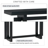 Modern Console Table with Pine Veneer Top and Solid Legs, Versatile Sofa Table for Hallway, Living Room, 59'' L x 15.5'' W x 31.5'' H, Black(m-6)