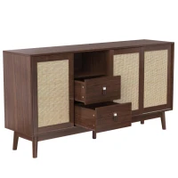 Versatile Sideboard with 3 Doors and 2 Drawers for Ample Storage, Stylish Cabinet for Living & Dining Areas, 61'' L x 14'' W x 31.5'' H, Wood(m-6)