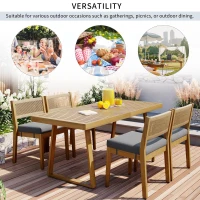 Outdoor Dining Set with HDPE Chair Backs and Foam Cushions, Multi-Person Patio Set for Balcony and Garden, 63'' L x 31.5'' W x 32.5'' H, Gray(m-4)