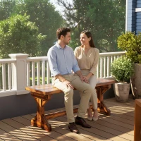 Outsunny Rustic Outdoor Wooden Bench, Backless Garden Bench Patio Loveseat with X-Shape Base for Porch, Park, Carbonized(m-9)