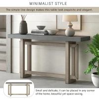 Modern Console Table with Pine Veneer Top and Solid Legs, Versatile Sofa Table for Hallway, Living Room, 59'' L x 15.5'' W x 31.5'' H, Gray(m-4)