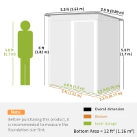 Outsunny 5 x 3 FT Outdoor Storage Shed with Sliding Door and Sloped Roof, Steel Frame Garden Shed Tool Equipment, Black(m-3)