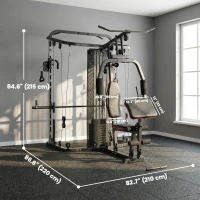 Soozier Home Multi Gym Smith Machine with 143LBS Weight Stack, Cable Pulley System, Chest Station, Preacher Pad, Leg Developer(m-3)