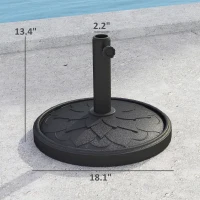 Outsunny Round Patio Umbrella Base, 26 lbs Resin Umbrella Stand Base, Heavy Duty Patio Umbrella Holder for 1.3"/1.5"/1.9" Umbrella Poles for Outdoor, Lawn, Poolside, Black(m-3)