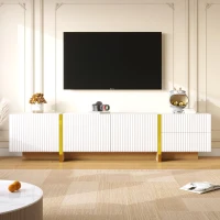 Elegant TV Cabinet with 3 Soft-Close Doors, 2 Drawers, Ample Storage, Modern TV Stand for Living Space, 74.5'' L x 14'' W x 17.5'' H, White(m-4)