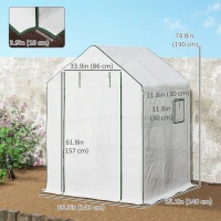 Outsunny Portable Greenhouse, Walk-In Small Outdoor Green House with 2 Tier U-Shaped Flower Rack Shelves, 4.6' x 4.7', White(m-3)