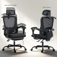 HOMCOM Office Chair, Ergonomic Mesh Computer Desk Chair with Adjustable Headrest, Lumbar Support, Black(m-9)