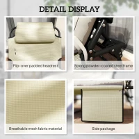 Outsunny 2-Piece Folding Lounge Chairs with Adjustable Backrest, Tanning Chair with Cushion, Side Pocket, Headrest, Beige(m-6)