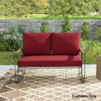 Outsunny 2 Seater 5" Thick Outdoor Seat Cushions with 7" Backrest, Loveseat Outdoor Furniture Cushions, Wine Red(m-9)