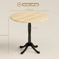 HOMCOM Dining Table for 2-4 People, Modern Round Kitchen Table with Pedestal Steel Base, 80cm, Natural Wood and Black(m-3)