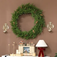 HOMCOM 36 inch Christmas Wreath, Artificial Norfolk Pine Wreath with Pine Cones and Realistic Branches for Door, Wall(m-10)