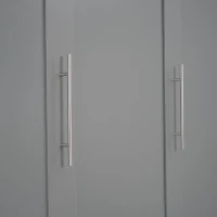 Full Size Murphy Bed with Shelves, LED Lights, Space-Saving Wall Bed with Flexible Slats, Dual Piston Mechanism, 91" L x 81" W x 84" H, Grey(m-6)