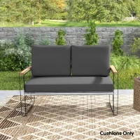 Outsunny 2 Seater 5" Thick Outdoor Seat Cushions with 7" Backrest, Loveseat Outdoor Furniture Cushions, Dark Grey(m-9)