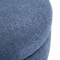 Round Tufted Ottoman with Upholstered Top and Solid Wood Legs, Versatile Coffee Table with Hidden Storage, 32'' L x 32'' W x 18'' H, Blue(m-6)