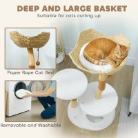 PawHut 40" Real Wood Cat Tree, Cat Tower for Indoor Large Adult Cats with Scratching Posts, Condo, Perch, Washable Cushion,(m-6)
