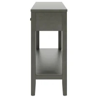 Farmhouse Entryway Table with Wide Top and Open Bottom Shelf, Minimalist Console with Adjustable Feet, 59'' L x 14'' W x 31.5'' H, Gray(m-13)