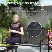 Outsunny 4 Piece Patio Furniture Set, Outdoor Conversation Set with 2 Loveseats, 2 Armchairs, Glass-Top Table, Black(m-5)