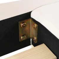 Full Size Upholstered Platform Bed with Built-In Bedside Desk and Round Stool, Solid Bedboard for Families, 80'' L x 68'' W x 29'' H, Beige(m-5)