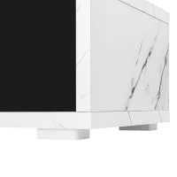 Modern TV Cabinet with Rotatable Design and Generous Storage, Adjustable TV Stand for living spaces, 102.5'' L x 16'' W x 12'' H, Black+White(m-8)