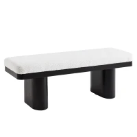 End-of-Bed Bench with Velvet Upholstery and High‑Density Foam Seat, Modern Ottoman with Rubberwood Legs, 47'' L x 17'' W x 17'' H, Black(m-12)