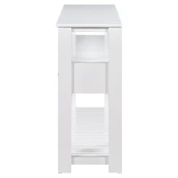 Large Entryway Console with 4 Drawers and 3-Tier Shelves, Sturdy Table with Metal Handlesand Adjustable Feet, 62'' L x 14'' W x 32'' H, White(m-13)