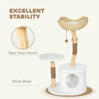 PawHut 40" Real Wood Cat Tree, Cat Tower for Indoor Large Adult Cats with Scratching Posts, Condo, Perch, Washable Cushion,(m-5)