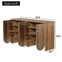 Modern Sideboard with Ample Storage & Adjustable Shelves, Versatile Cabinet for Living & Dining Room, 58'' L x 15.5'' W x 31.5'' H, Natural(m-3)