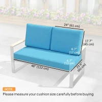 Outsunny 2 Seater 5" Thick Outdoor Seat Cushions with 7" Backrest, Loveseat Outdoor Furniture Cushions, Turquoise(m-3)