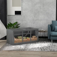 PawHut Extra Large Wooden Hamster Cage with Opening Roof, Hut, Ramps, Gray(m-2)