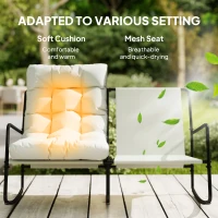 Outsunny 2-Person Outdoor Rocking Chair, Rocking Outdoor Bench with Cushions and Mesh Seat, 528 LBS Capacity, Light Grey(m-6)