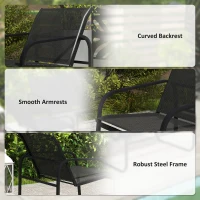 Outsunny 4 Piece Patio Furniture Set, Outdoor Conversation Set with 2 Loveseats, 2 Armchairs, Glass-Top Table, Black(m-6)