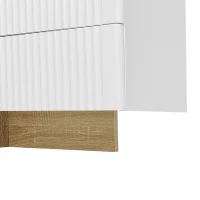 Elegant TV Cabinet with 3 Soft-Close Doors, 2 Drawers, Ample Storage, Modern TV Stand for Living Space, 74.5'' L x 14'' W x 17.5'' H, White(m-9)