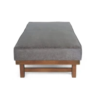 Square Coffee Table with Plush Cushion Top and Upholstered Finish, Versatile Leather Ottoman for Living Room, 48'' L x 27.5'' W x 15'' H, Grey(m-7)
