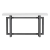 Modern Console with Pine Veneer Top and Solid Legs, Versatile Hallway Table with Adjustable Feet, 59'' L x 15.5'' W x 31.5'' H, Dark Gray+White(m-7)
