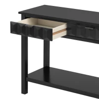 Modern Entryway Table with Bottom Open Shelf and Iron Handles, Multi-Functional Console with Wide Surface, 60'' L x 15.5'' W x 31'' H, Black(m-9)